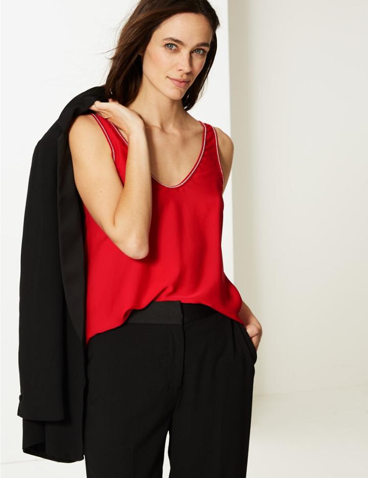 Marks & Spencer V-neck Vest Top Red
