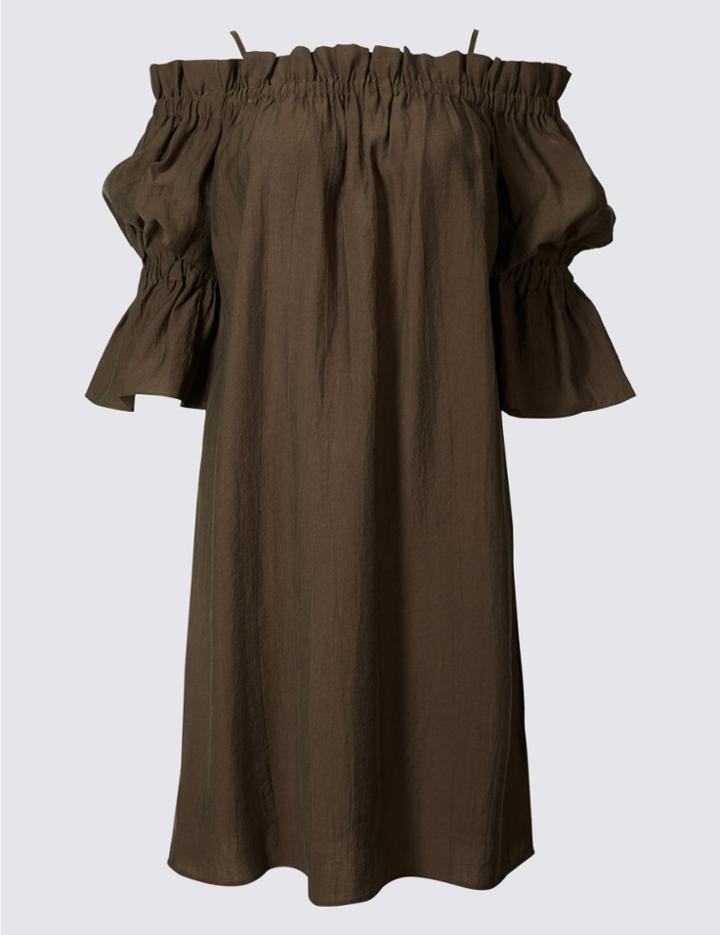 Marks & Spencer Bardot Shift Dress Khaki