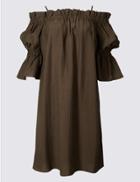 Marks & Spencer Bardot Shift Dress Khaki