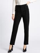 Marks & Spencer Striped Slim Leg Trousers Black Mix