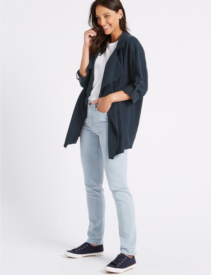 Marks & Spencer Double Breasted Waterfall Jacket Navy