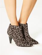 Marks & Spencer Textured Animal Print Ankle Boots Grey Mix