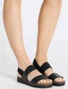 Marks & Spencer Leather Two Band Sandals With Footglove&trade; Black