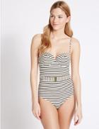 Marks & Spencer Secret Slimming&trade; Striped Swimsuit Black Mix
