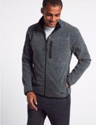 Marks & Spencer Zipped Through Fleece Jacket With Stormwear&trade; Dark Grey Mix
