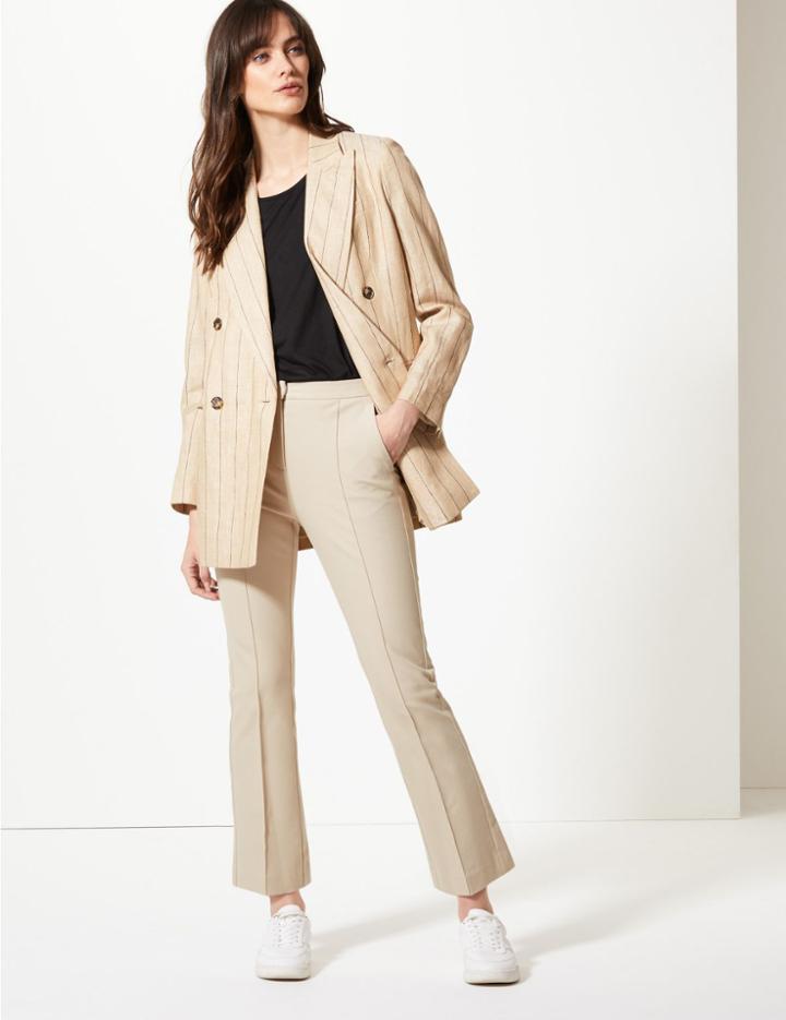 Marks & Spencer Cropped Kickflare Trousers Cream