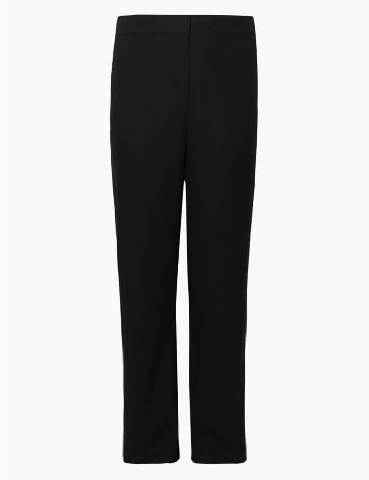 Marks & Spencer Curve Linen Rich Wide Leg Trousers Black