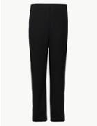 Marks & Spencer Curve Linen Rich Wide Leg Trousers Black