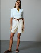 Marks & Spencer Belted Linen Shorts Cream