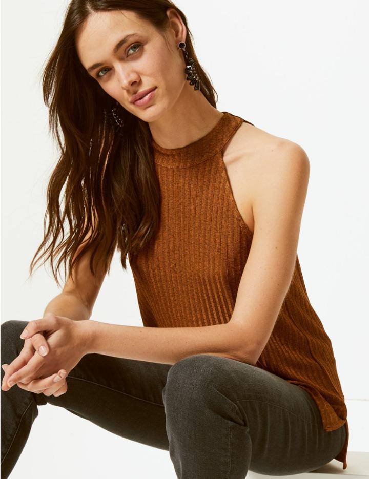 Marks & Spencer Shimmer Halter Neck Tank Top Ginger