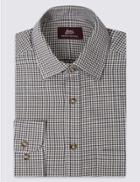 Marks & Spencer Pure Cotton Long Sleeve Gingham Shirt Green Mix