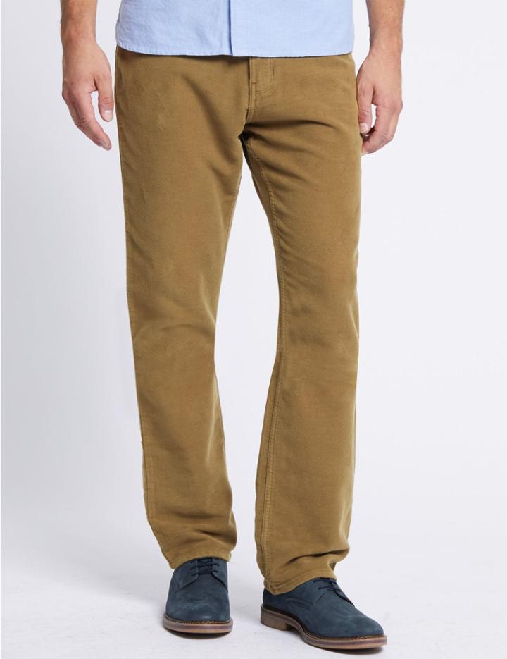 Marks & Spencer Italian Moleskin Regular Fit 5 Pocket Trousers Mole