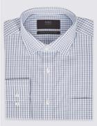 Marks & Spencer Cotton Rich Easy To Iron Regular Fit Shirt Blue Mix