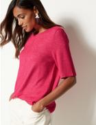 Marks & Spencer Textured Round Neck Short Sleeve T-shirt Cerise