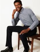 Marks & Spencer Cotton Blend Easy To Iron Slim Fit Shirt Navy Mix