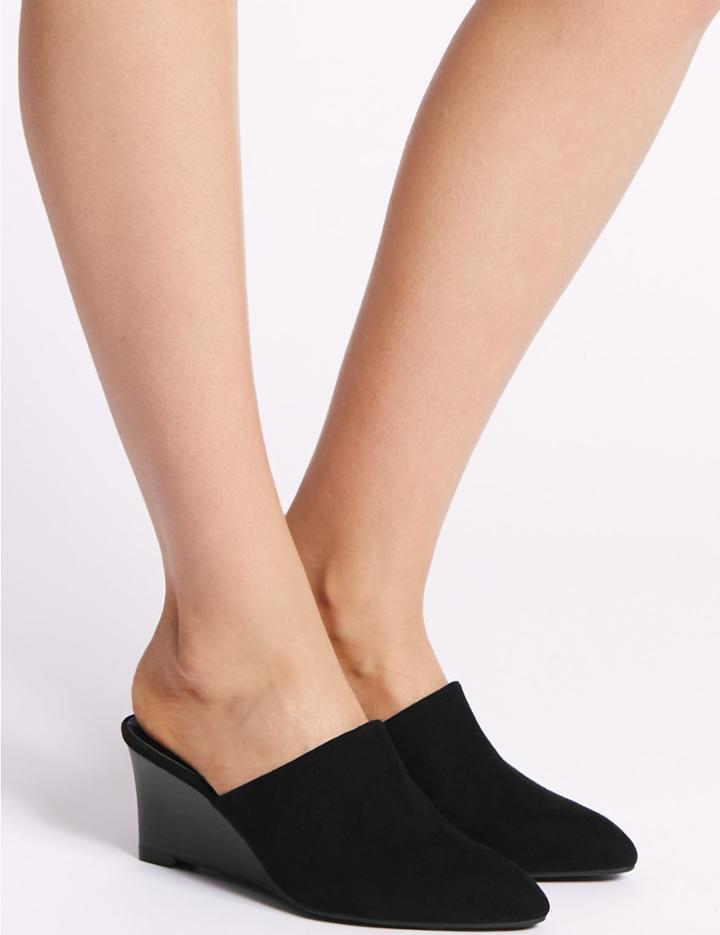 Marks & Spencer Wedge Heel Mule Shoes Black