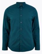 Marks & Spencer Slim Fit Oxford Shirt With Stretch Dark Teal