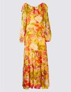Marks & Spencer Floral Print Long Sleeve Maxi Dress Yellow Mix