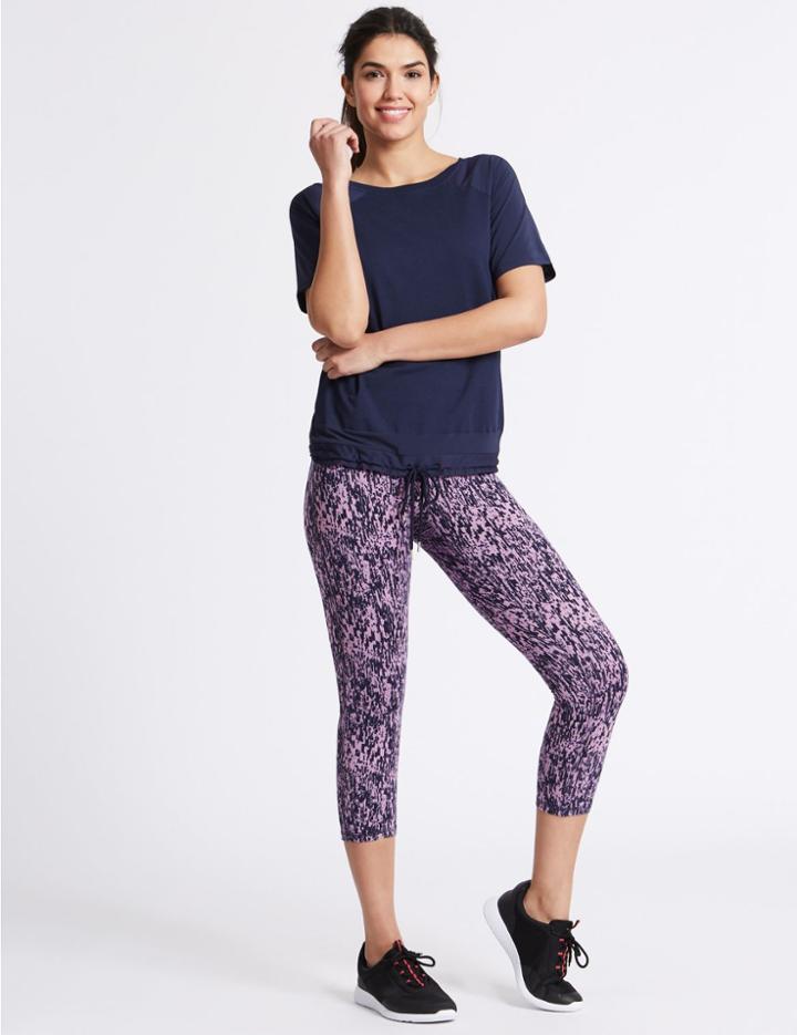 Marks & Spencer Elemental Print Cropped Leggings Dark Midnight