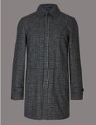 Marks & Spencer Wool Blend Checked Coat Black/white