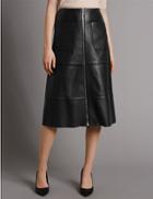Marks & Spencer Pure Leather A-line Skirt Black