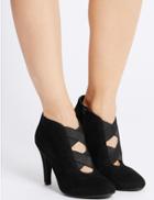 Marks & Spencer Wide Fit Leather Stiletto Heel Shoe Boots Black