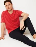 Marks & Spencer Pure Cotton V-neck T-shirt Red Mix