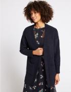 Marks & Spencer Textured Longline Cardigan Navy