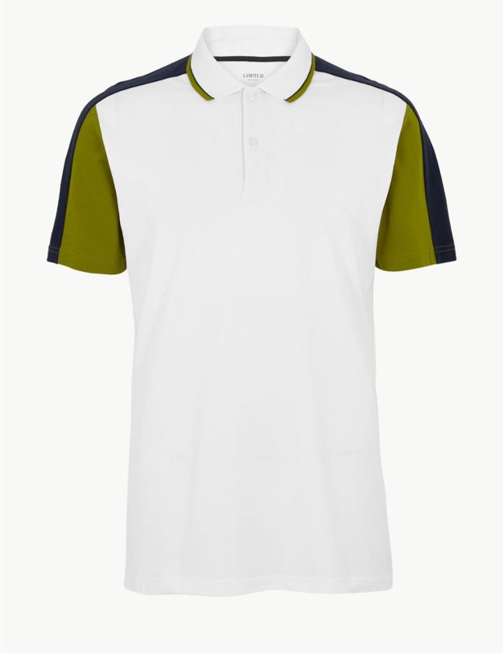 Marks & Spencer Cotton Striped Polo White