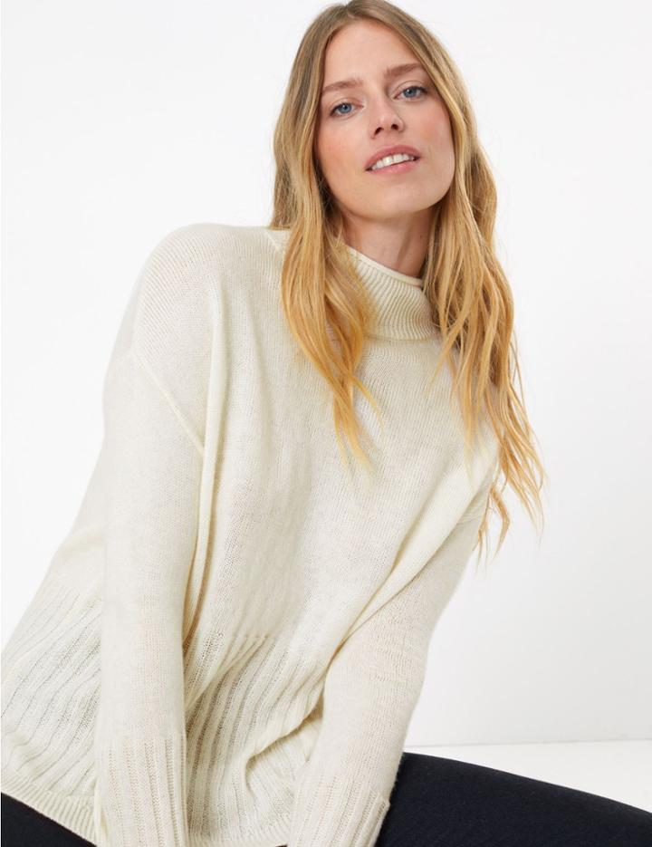 Marks & Spencer Funnel Neck Relaxed Fit Jumper Cream