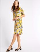 Marks & Spencer Floral Print Shift Dress Yellow Mix