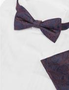 Marks & Spencer Silk Paisley Bow Tie And Pocket Square Set Aubergine Mix