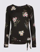Marks & Spencer Floral Print Long Sleeve Sweatshirt Black Mix