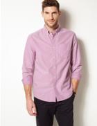 Marks & Spencer Pure Cotton Oxford Shirt With Pocket Magenta