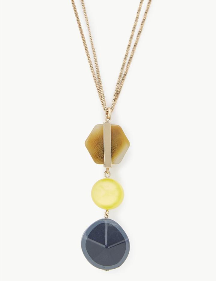 Marks & Spencer Triple Stone Skinkind&trade; Long Pendant Necklace Multi