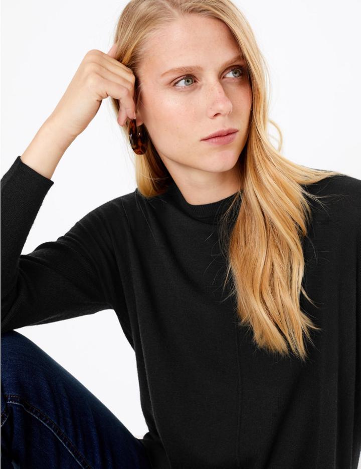 Marks & Spencer Merino Wool Longline Jumper Black