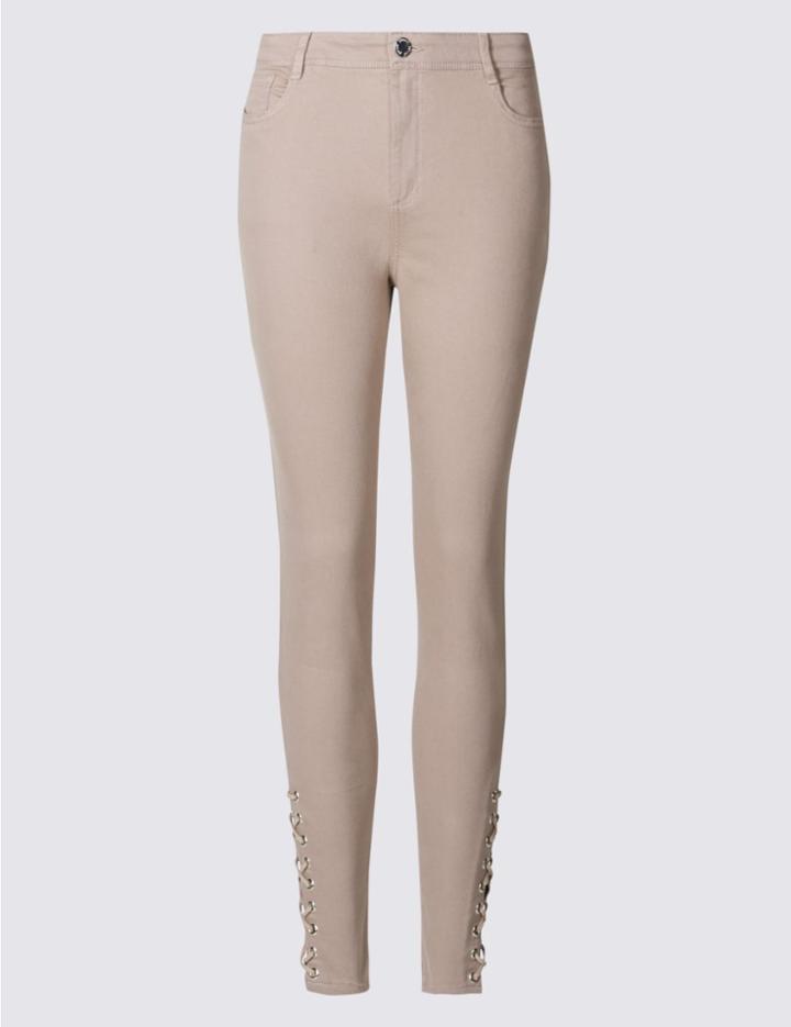 Marks & Spencer Lace-up Skinny Leg Jeans Blush