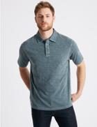 Marks & Spencer Pure Cotton Textured Authentic Polo Shirt Dark Blue Denim