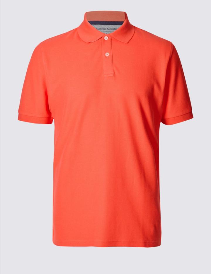 Marks & Spencer Pure Cotton Polo Shirt Flame
