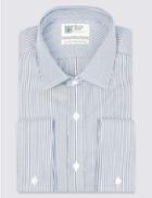 Marks & Spencer Pure Cotton Tailored Fit Shirt Indigo Mix