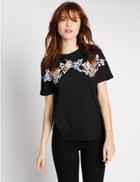 Marks & Spencer Modal Blend Floral Print T-shirt Black Mix