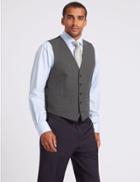 Marks & Spencer Grey Textured Regular Fit Waistcoat Grey