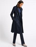 Marks & Spencer Pure Cotton Longline Trench Navy