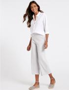 Marks & Spencer Linen Rich Wide Leg Cropped Trousers Pale Lavender