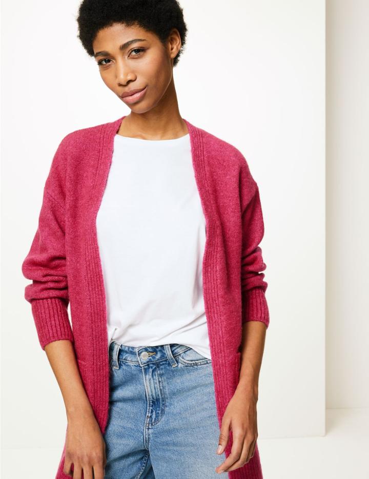 Marks & Spencer Textured Cardigan Cerise