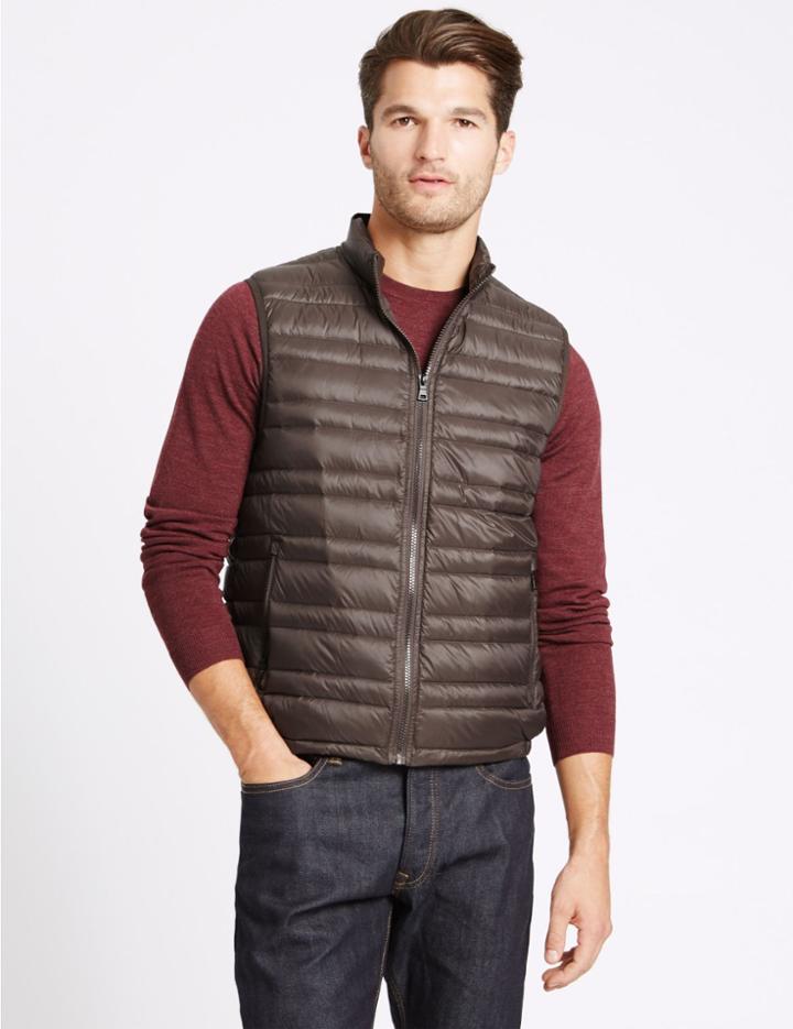 Marks & Spencer Quilted Gilet With Stormwear&trade; Chocolate