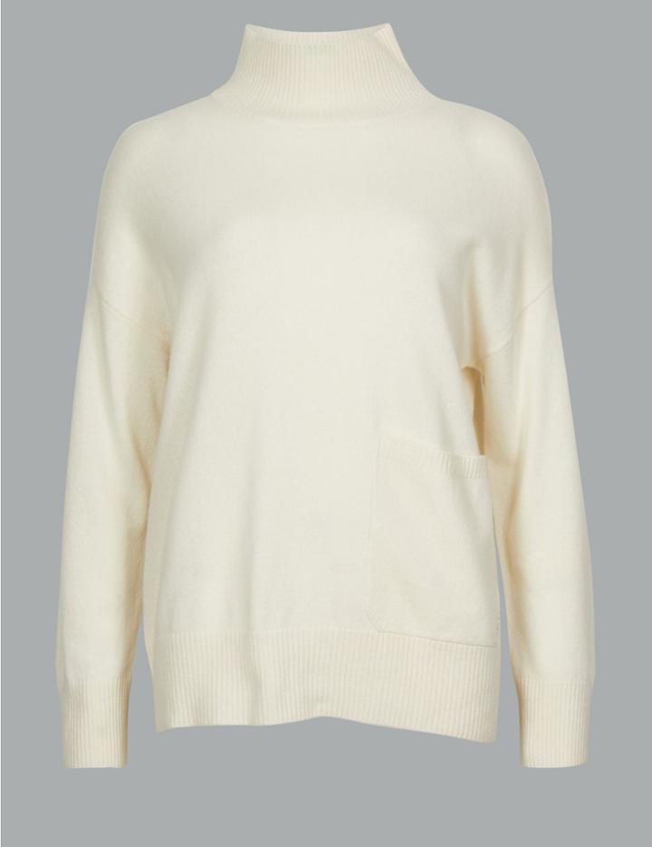 Marks & Spencer Pure Cashmere High Neck Jumper Cream