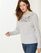 Marks & Spencer Embellished Round Neck Jumper Light Grey