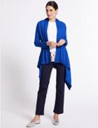 Marks & Spencer Pure Cotton Textured Waterfall Cardigan Bright Blue