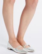 Marks & Spencer Jewel Strap Point Pump Shoes Silver